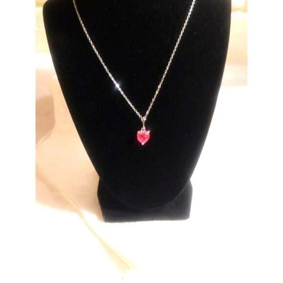 ROSE ZIRCON STAINLESS STEEL HEART NECKLACE - Picture 5 of 6